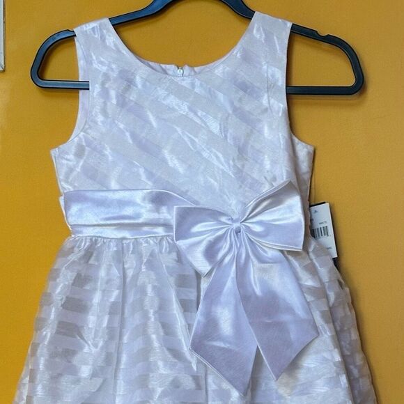 Jayne Copland Girls White Communion Flower Girl Dress With Bow Sz 12 - Picture 2 of 5